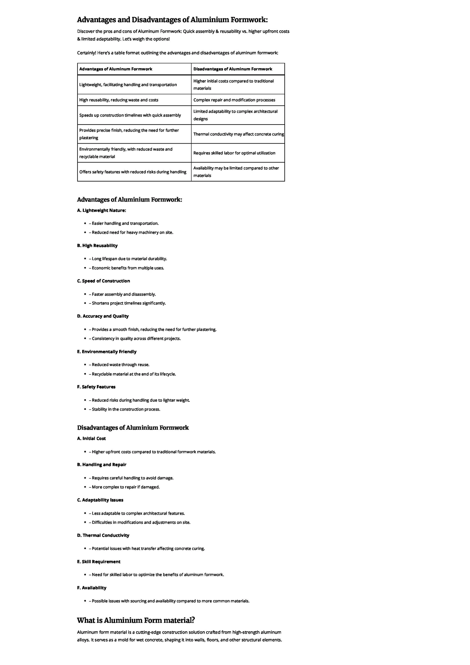 Advantages and Disadvantages of Aluminium Formwork2